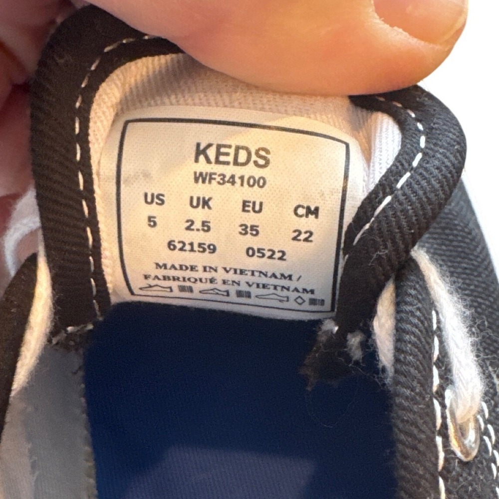 Keds Champion Black Canvas Low Top Sneakers‎ WF34100 Womens 5 Softerra Footbed - Picture 2 of 7